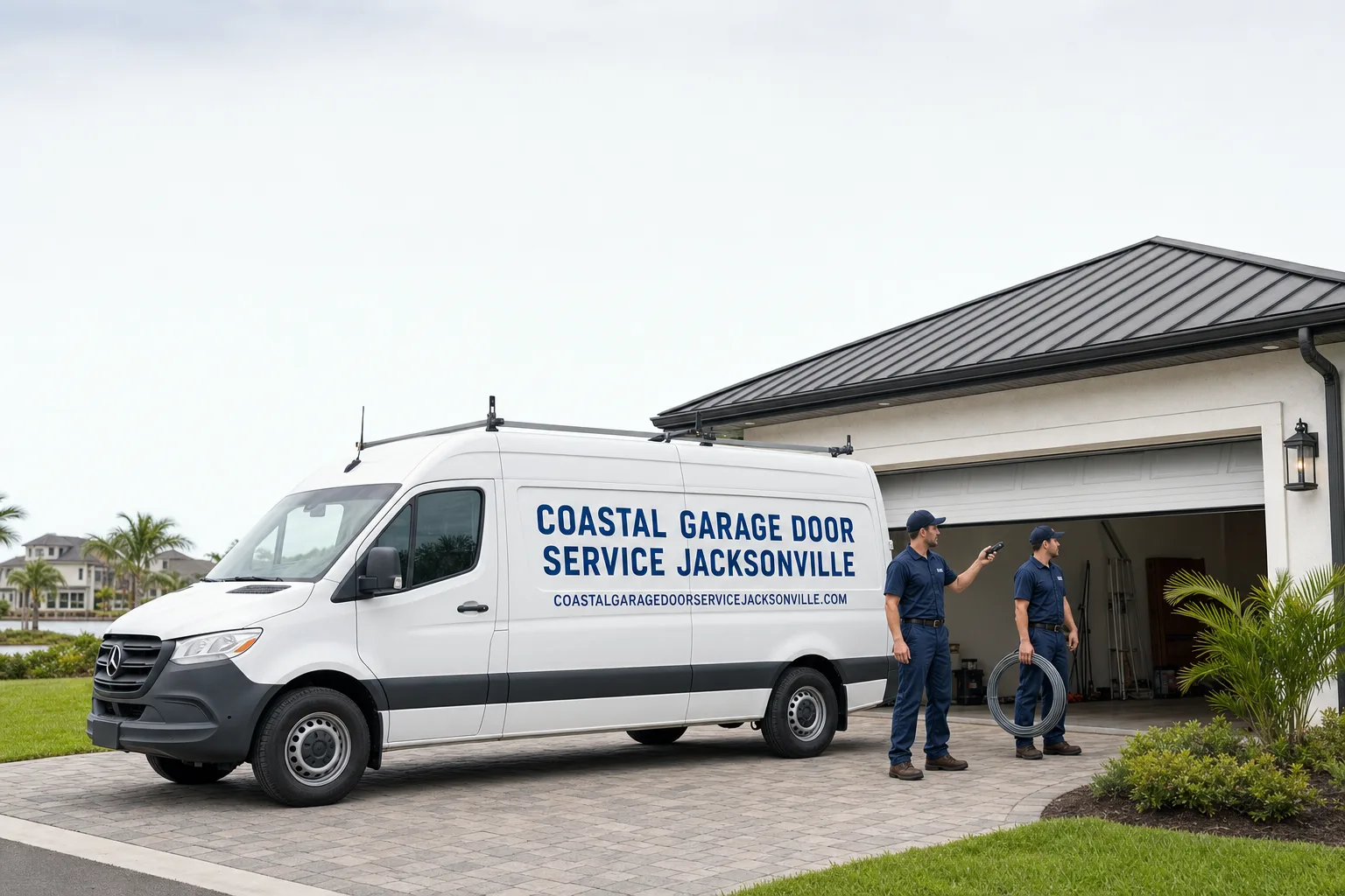 Coastal Garage Door Service Jacksonville service vehicle and crew in Jacksonville, FL
